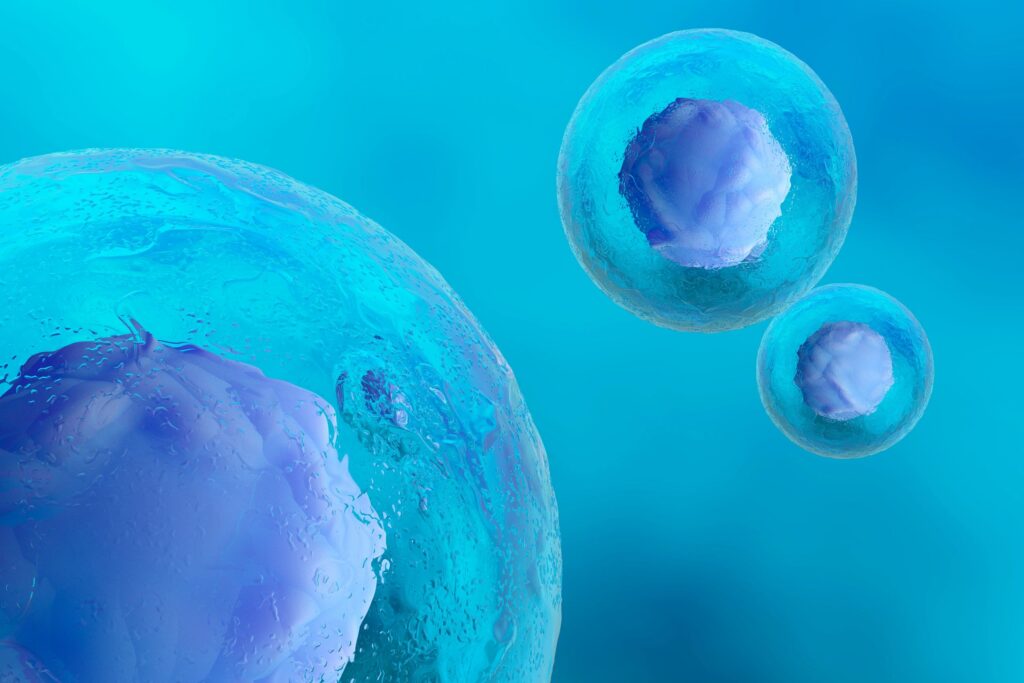 Close-up biological cells representing life sciences growth and innovation